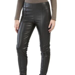Zac & Rachel NEW Vegan Leather Black Leggings have Permanent Crease Down Front